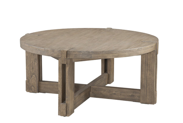 Basset Mirror Mcguire Cocktail Table - Rustic Elegance With Solid Mindi Wood & Unique Interlocking Design, 36" Gray Mindi Solids 9439-lr-120