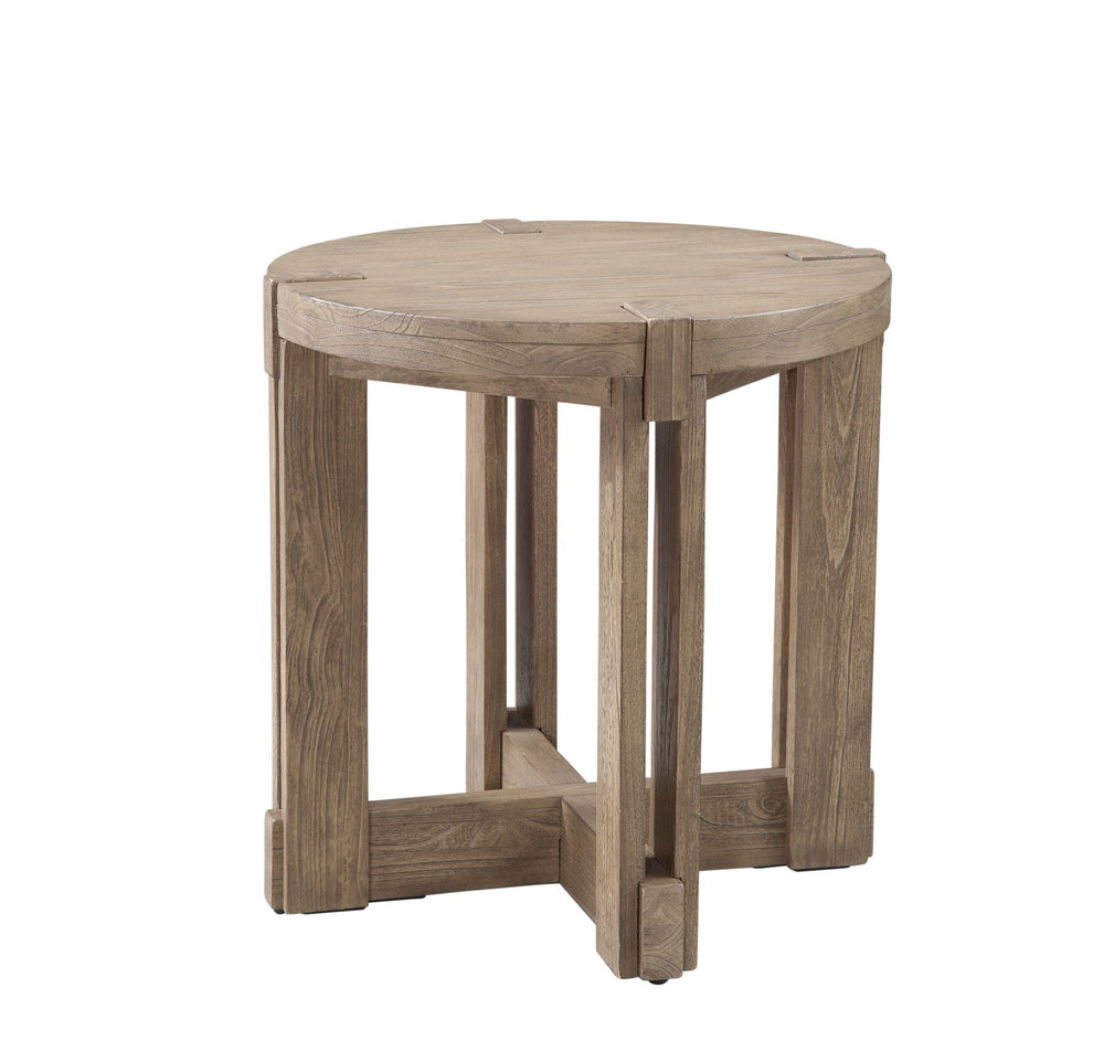 Basset Mirror Mcguire End Table: Rustic Charm Meets Modern Design With Solid Mindi Wood And Unique Beams Gray Mindi Solids 9439-lr-220
