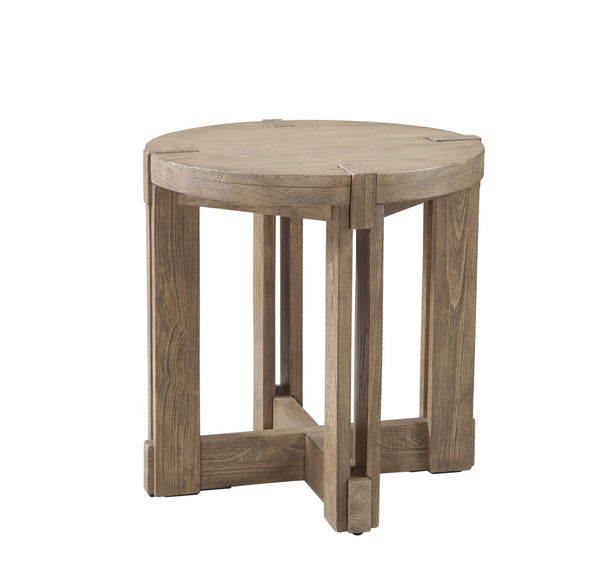 Basset Mirror Mcguire End Table: Rustic Charm Meets Modern Design With Solid Mindi Wood And Unique Beams Gray Mindi Solids 9439-lr-220