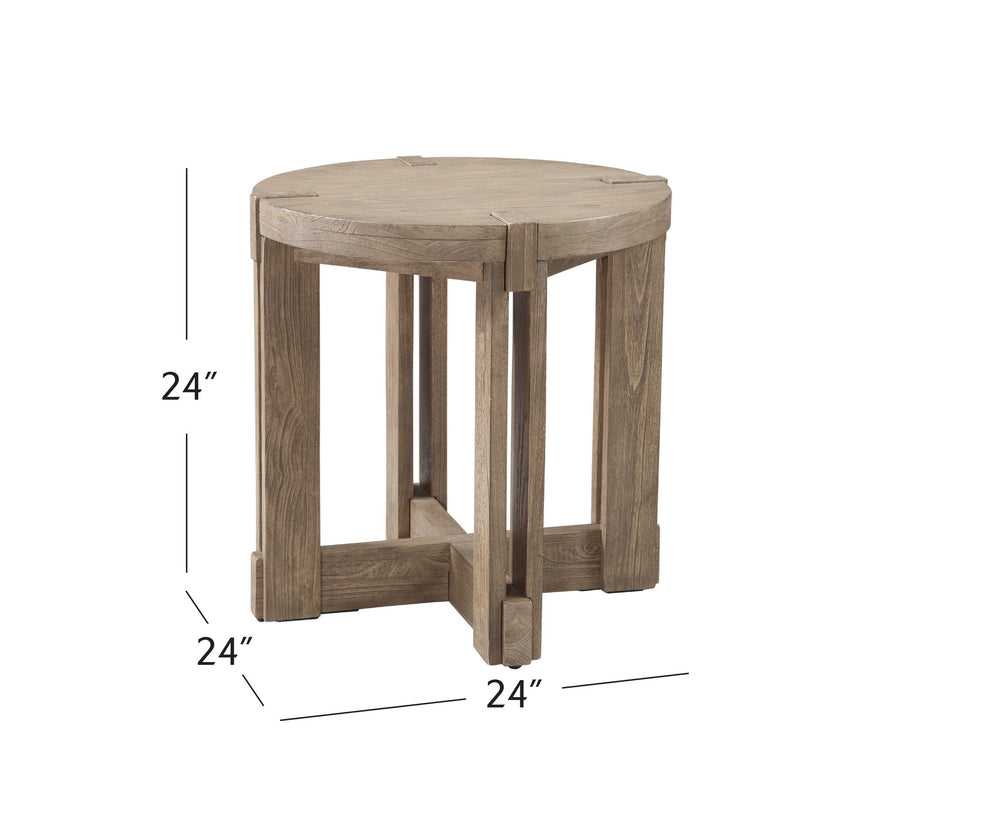Basset Mirror Mcguire End Table: Rustic Charm Meets Modern Design With Solid Mindi Wood And Unique Beams Gray Mindi Solids 9439-lr-220