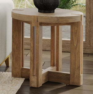 Basset Mirror Mcguire End Table: Rustic Charm Meets Modern Design With Solid Mindi Wood And Unique Beams Gray Mindi Solids 9439-lr-220