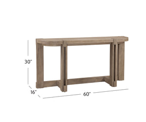 Basset Mirror Mcguire Console Table - Rustic Farmhouse Charm With Solid Mindi Wood & Distinctive Open Base Design Gray Mindi Solids 9439-lr-400