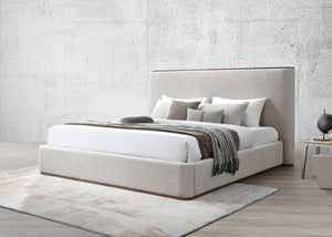 English Elm Orane Fully Upholstered Eastern King Bed Gray Fabric Modern Low Profile Bedroom B2756S00020