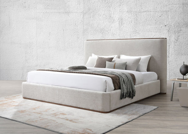 English Elm Orane Fully Upholstered Eastern King Bed Gray Fabric Modern Low Profile Bedroom B2756S00020