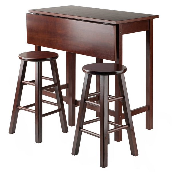 Winsome Wood Lynnwood Drop Leaf Island Table With Stools, Space-saving Walnut Design For Modern Dining Spaces Walnut Solid ,Composite Wood 94394-winsome-wood