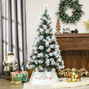 English Elm HOMCOM Cream White 26" Christmas Tree Collar Ring – Metal Stand Cover, Pet-Safe, Wrinkle-Free Decor W2225P173952