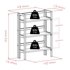 Winsome Wood Torino 3-tier Folding Storage Shelf With 2 Chocolate Fabric Baskets For Stylish Home Organization Walnut Solid Wood 94397-winsome-wood