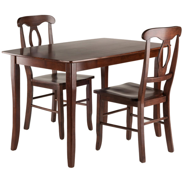 Winsome Wood Inglewood 3-piece Dining Table Set With Keyhole Chairs, Solid Wood, Elegant Walnut Finish, Farmhouse Charm Walnut Solid Wood 94398-winsome-wood