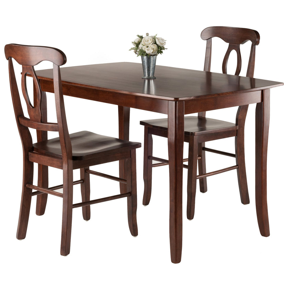 Winsome Wood Inglewood 3-piece Dining Table Set With Keyhole Chairs, Solid Wood, Elegant Walnut Finish, Farmhouse Charm Walnut Solid Wood 94398-winsome-wood