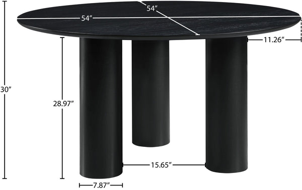 Meridian Furniture Colosseum Round Oak Veneer Dining Table with Sculptural Pedestal Base Seats Four to Six Black 943Black-T