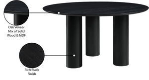 Meridian Furniture Colosseum Round Oak Veneer Dining Table with Sculptural Pedestal Base Seats Four to Six Black 943Black-T