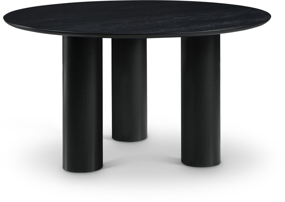 Meridian Furniture Colosseum Round Oak Veneer Dining Table with Sculptural Pedestal Base Seats Four to Six Black 943Black-T