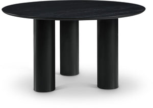 Meridian Furniture Colosseum Round Oak Veneer Dining Table with Sculptural Pedestal Base Seats Four to Six Black 943Black-T