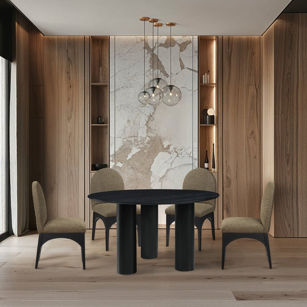 Meridian Furniture Colosseum Round Oak Veneer Dining Table with Sculptural Pedestal Base Seats Four to Six Black 943Black-T