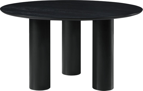 Meridian Furniture Colosseum Round Oak Veneer Dining Table with Sculptural Pedestal Base Seats Four to Six Black 943Black-T