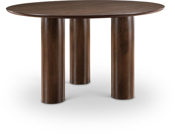 Meridian Furniture Colosseum Round Oak Veneer Dining Table with Sculptural Pedestal Base Seats Four to Six Brown 943Brown-T