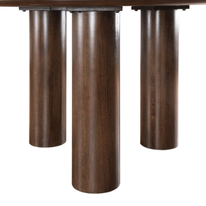 Meridian Furniture Colosseum Round Oak Veneer Dining Table with Sculptural Pedestal Base Seats Four to Six Brown 943Brown-T