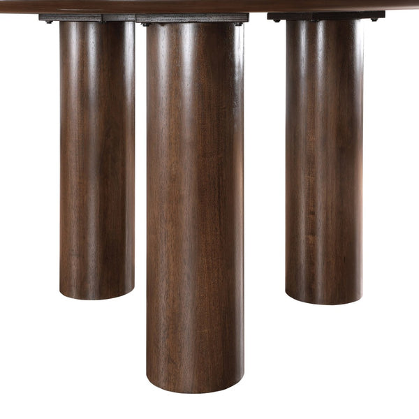 Meridian Furniture Colosseum Round Oak Veneer Dining Table with Sculptural Pedestal Base Seats Four to Six Brown 943Brown-T