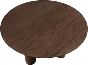 Meridian Furniture Colosseum Round Oak Veneer Dining Table with Sculptural Pedestal Base Seats Four to Six Brown 943Brown-T