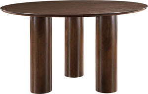 Meridian Furniture Colosseum Round Oak Veneer Dining Table with Sculptural Pedestal Base Seats Four to Six Brown 943Brown-T
