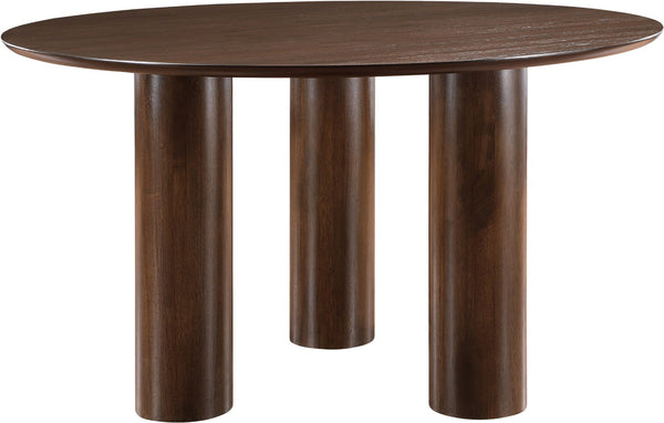 Meridian Furniture Colosseum Round Oak Veneer Dining Table with Sculptural Pedestal Base Seats Four to Six Brown 943Brown-T