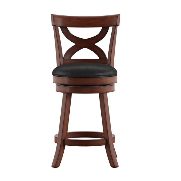 Homelegance Wade Rubberwood Counter Stool Swivel Faux Leather Seat Dark Cherry 943C724P(SPK)