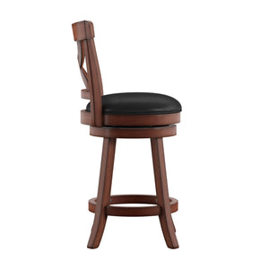 Wade Rubberwood Counter Stool Swivel Faux Leather Seat Dark Cherry
