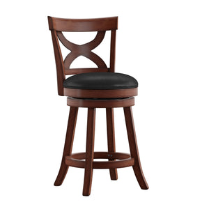 Wade Rubberwood Counter Stool Swivel Faux Leather Seat Dark Cherry