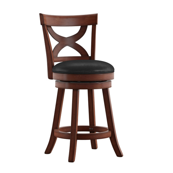 Wade Rubberwood Counter Stool Swivel Faux Leather Seat Dark Cherry
