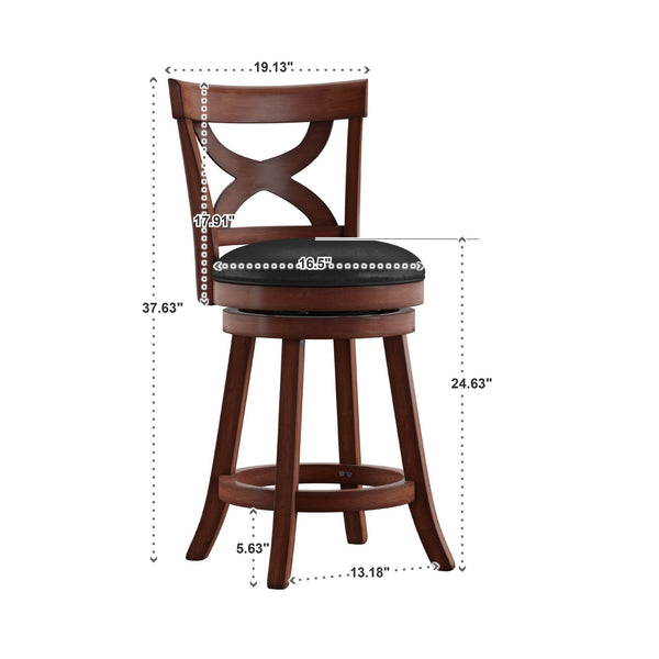 Wade Rubberwood Counter Stool Swivel Faux Leather Seat Dark Cherry
