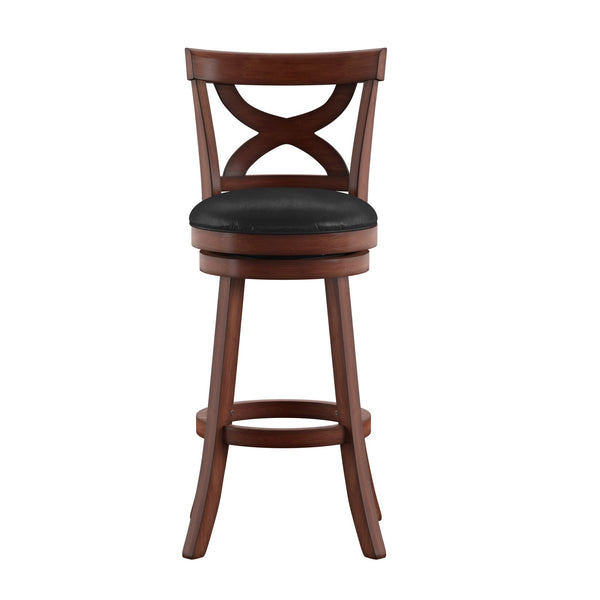 Homelegance Wade Rubberwood Swivel Barstool with Cross Back and Faux Leather Cushioned Seat 943C730P(SPK)