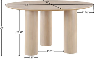 Meridian Furniture Colosseum Round Oak Veneer Dining Table with Sculptural Pedestal Base Seats Four to Six Natural 943Natural-T