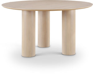 Meridian Furniture Colosseum Round Oak Veneer Dining Table with Sculptural Pedestal Base Seats Four to Six Natural 943Natural-T