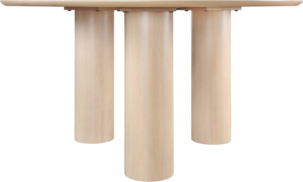 Meridian Furniture Colosseum Round Oak Veneer Dining Table with Sculptural Pedestal Base Seats Four to Six Natural 943Natural-T
