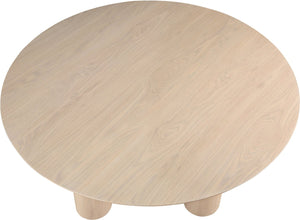 Meridian Furniture Colosseum Round Oak Veneer Dining Table with Sculptural Pedestal Base Seats Four to Six Natural 943Natural-T