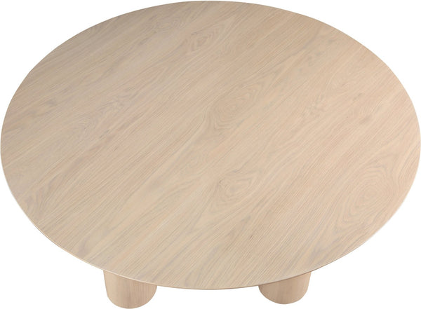 Meridian Furniture Colosseum Round Oak Veneer Dining Table with Sculptural Pedestal Base Seats Four to Six Natural 943Natural-T