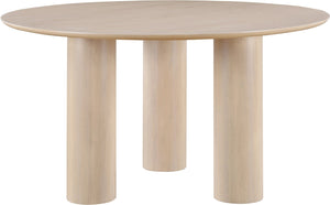Meridian Furniture Colosseum Round Oak Veneer Dining Table with Sculptural Pedestal Base Seats Four to Six Natural 943Natural-T