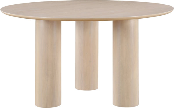Meridian Furniture Colosseum Round Oak Veneer Dining Table with Sculptural Pedestal Base Seats Four to Six Natural 943Natural-T