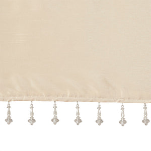 JLA Home Madison Park - Lightweight Faux Silk Valance with Beaded Trim, Lined Twist-Tab Top for Privacy and Elegant Draping Champagne MP41-4454