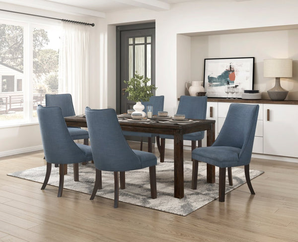 English Elm Dark Brown Acacia Veneer Rectangular Dining Table Seats 8 with Arts and Crafts Detail B011P257326