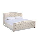 English Elm Fontana Wingback Upholstered Platform Bed Frame, King, Sky Neutral Beige Polyester