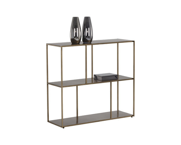 Sunpan Eiffel Low Bookcase - Stylish Iron Design with Anti-Tipping Kit for Modern Living and Office Spaces Medium - 34.75W x 12D x 31H
