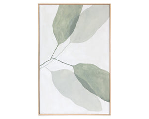 Sunpan Calm Nature-Inspired Wall Art Set of 2 – Hand-Painted Leaf Design in Natural Wood Frame, 40"x50"