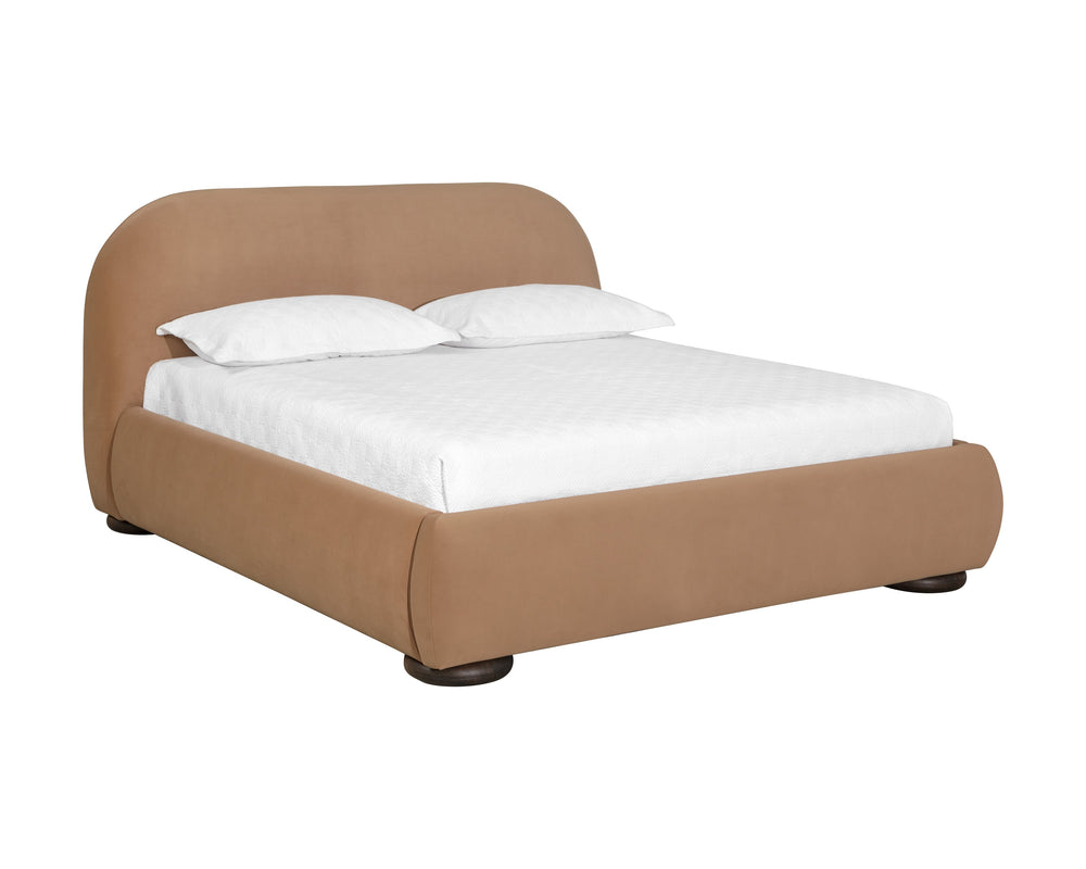 Sunpan Marin King Bed - Luxurious Upholstered Design with Sturdy Wood Frame for Ultimate Comfort and Style Dark Brown, Kona Camel