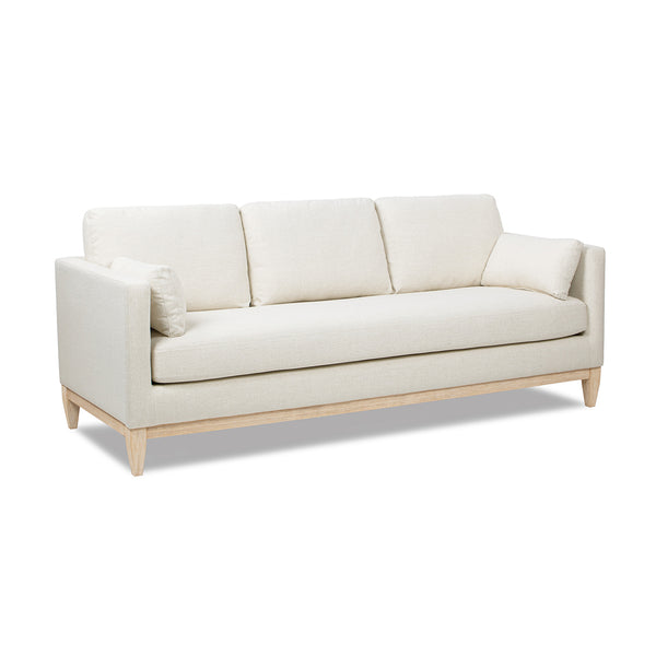 English Elm Jennifer Taylor Home - Knox 84" Modern Farmhouse Sofa in Flax White Linen — Feather-Down Foam, Removable Covers, Durable Fabric B2719P353145