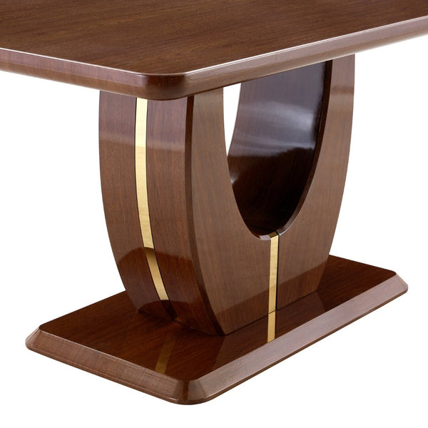 English Elm Modern Mdf Dining Table Seats Six with U-shaped Legs for Minimalist Interiors Wood W1151S04163