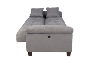 English Elm Modern Adjustable Sofa with USB Port, Gray Microfiber Futon w/ Hidden Storage, Tufted Cube Design B011P381505