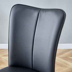 English Elm Table Set: Luxurious Black Marble-Patterned Top With Stainless Steel Legs & 4 Elegant Pu Dining Chairs W1151S01967-GIGA