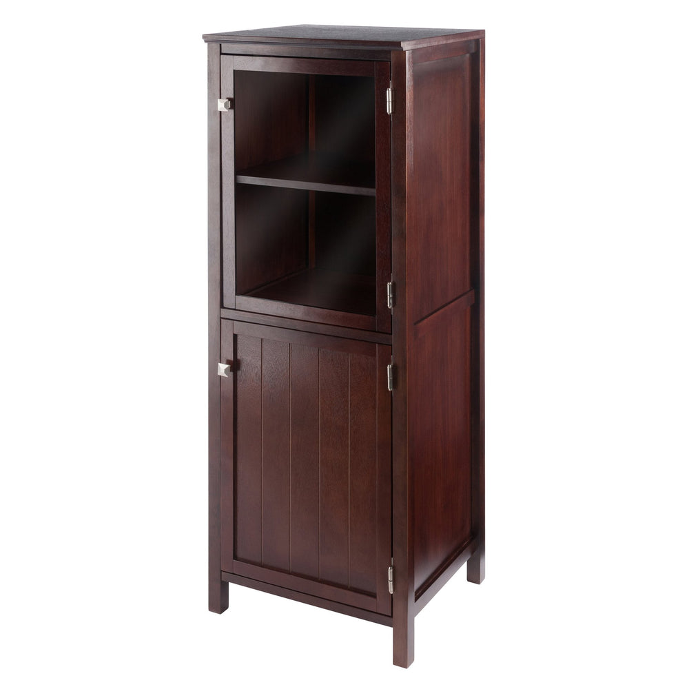Winsome Wood Brooke 2-section Jelly Cupboard In Walnut - Elegant Farmhouse Storage For Kitchen & Dining Areas Walnut Solid ,Composite Wood 94401-winsome-wood