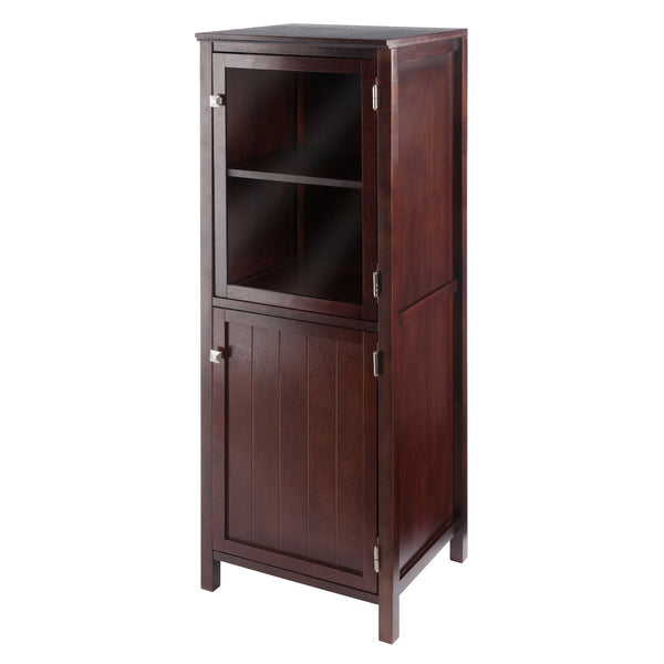 Winsome Wood Brooke 2-section Jelly Cupboard In Walnut - Elegant Farmhouse Storage For Kitchen & Dining Areas Walnut Solid ,Composite Wood 94401-winsome-wood
